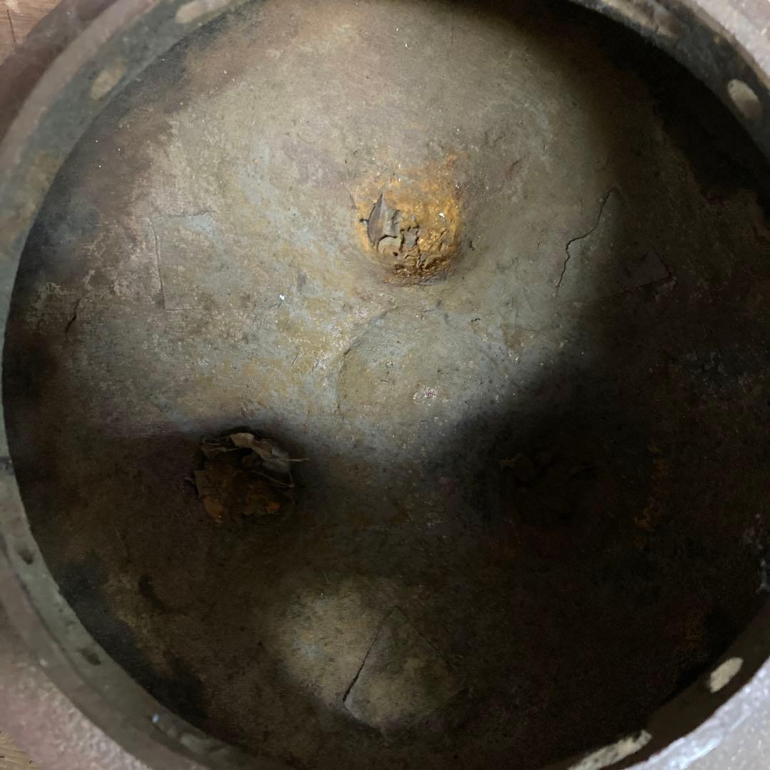 E4 古鉄 鉄瓶 風炉釜 鉄釜 茶道具 囲炉裏 火鉢 古民具 炭火 骨董 骨董品