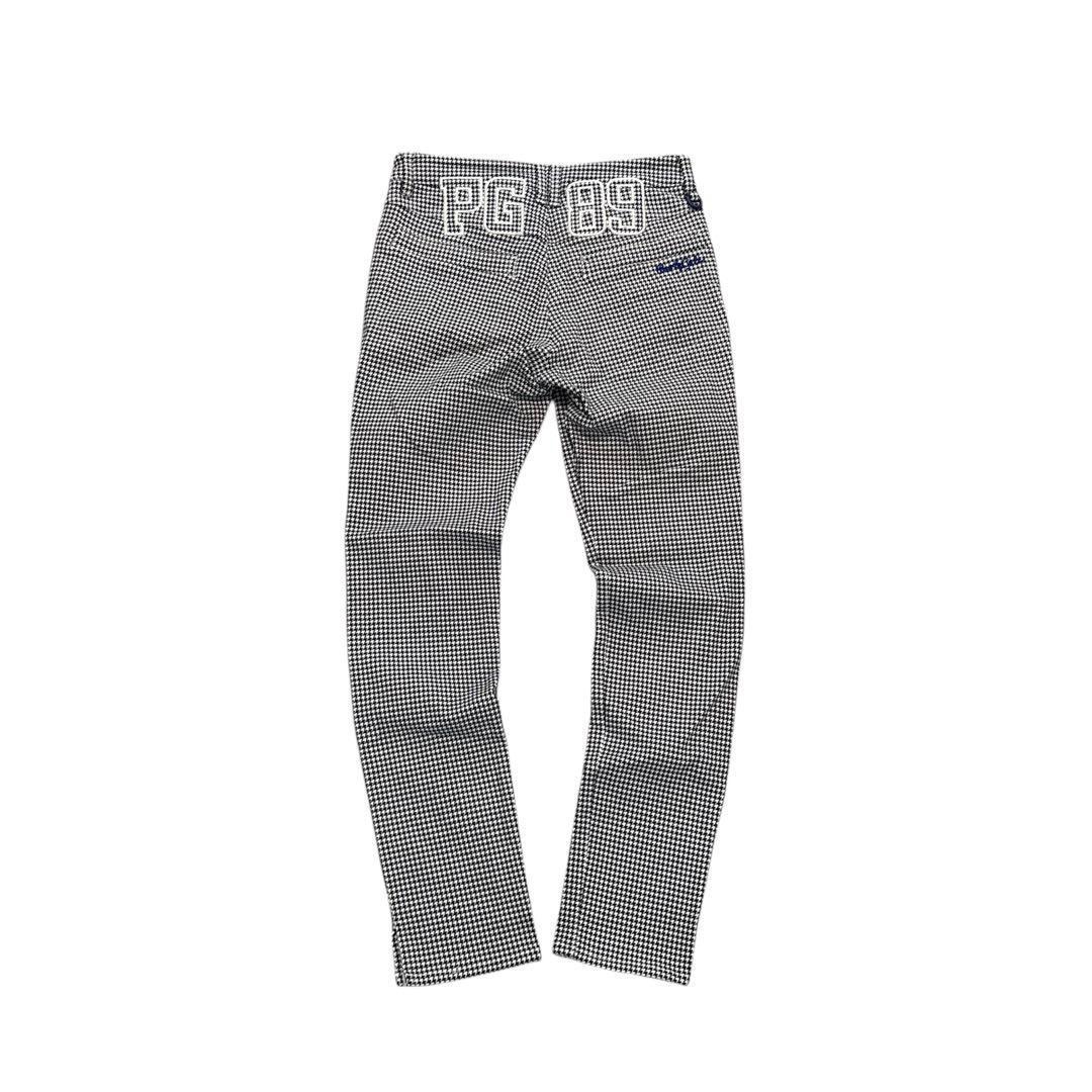 パーリーゲイツ　ロングパンツ　0/S ネイビー　千鳥格子　スソスリット　通年