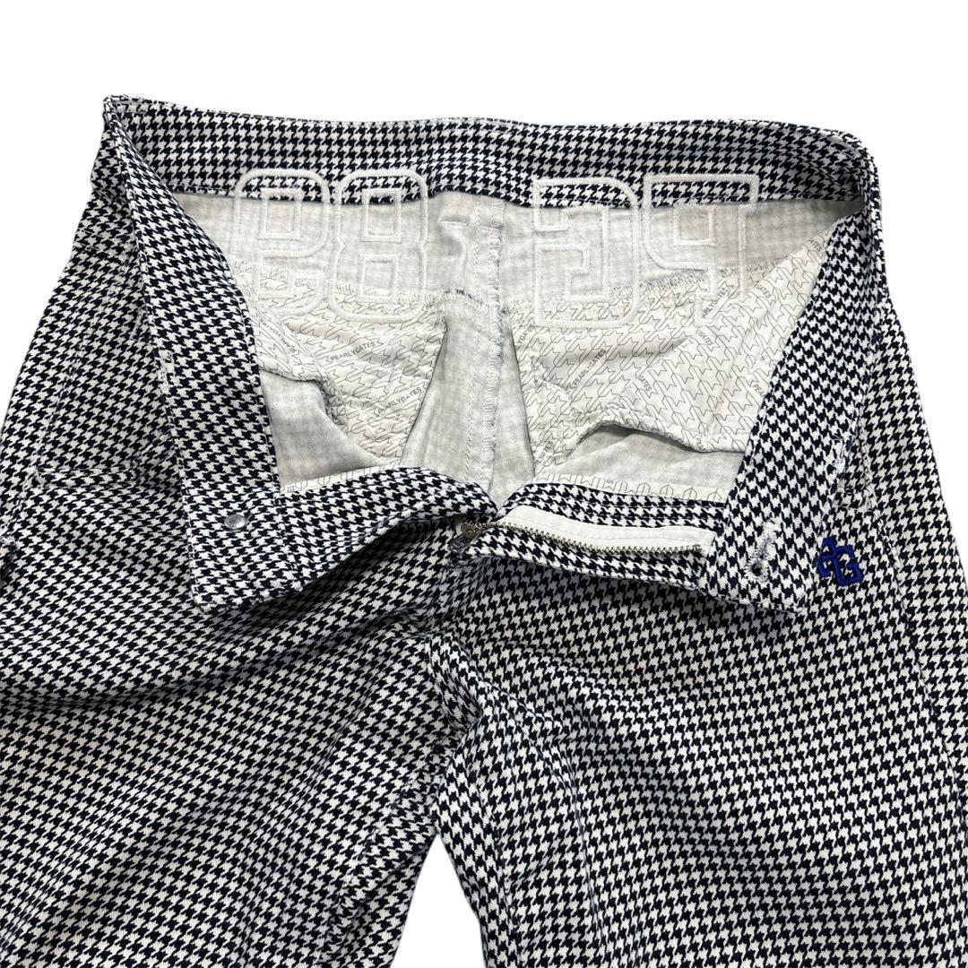 パーリーゲイツ　ロングパンツ　0/S ネイビー　千鳥格子　スソスリット　通年