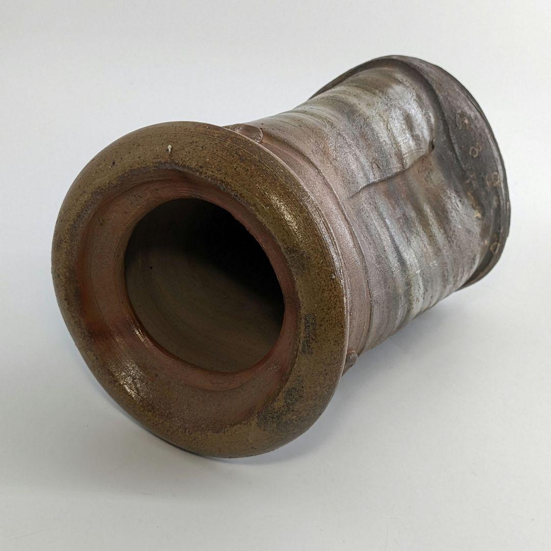 乗松俊行 備前焼 擂座花入 共箱合布栞 花瓶 花生 花器 フラワーベース 工芸品