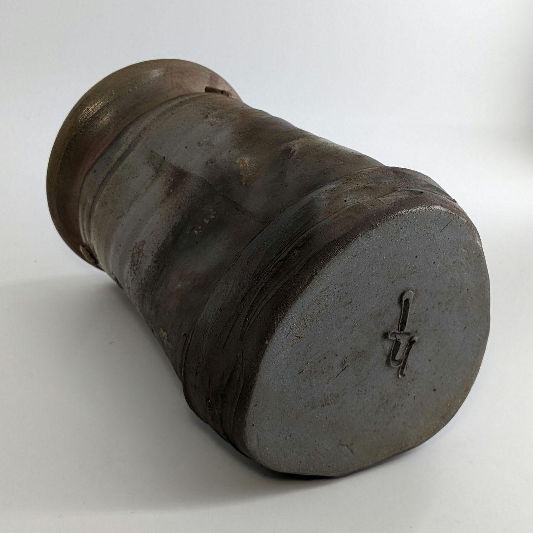 乗松俊行 備前焼 擂座花入 共箱合布栞 花瓶 花生 花器 フラワーベース 工芸品