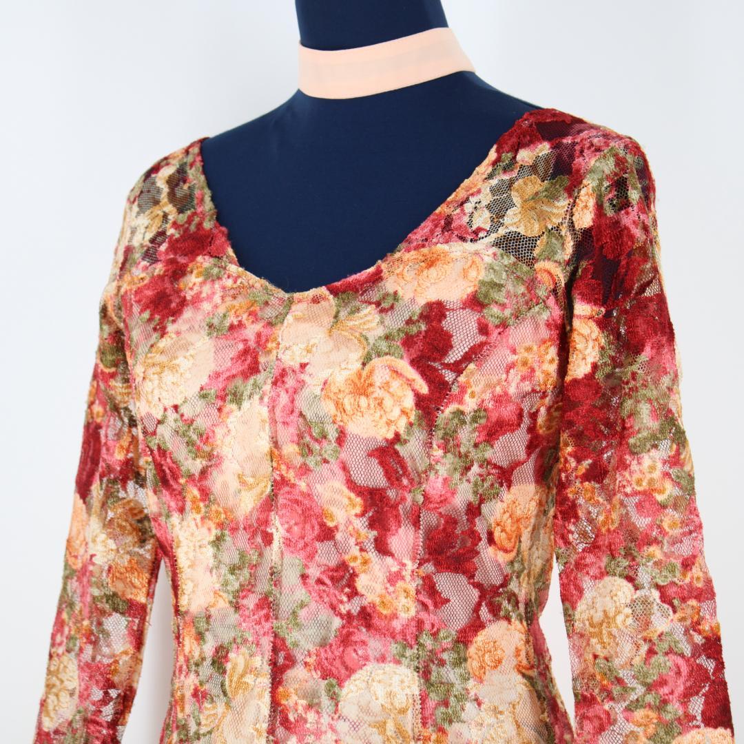 【社交ダンス衣装】ピンク パープル ワンピース ドレス レース チョーカー 花柄