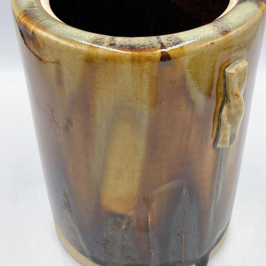 膳所焼 水指 耳付ヘラ目 水指 陽炎園造 茶道具 お茶