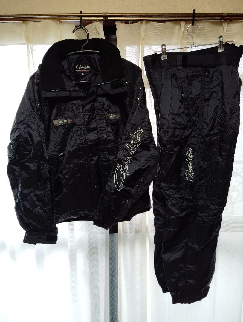 がまかつgamakatsuウィンドアップレインスーツ/黒