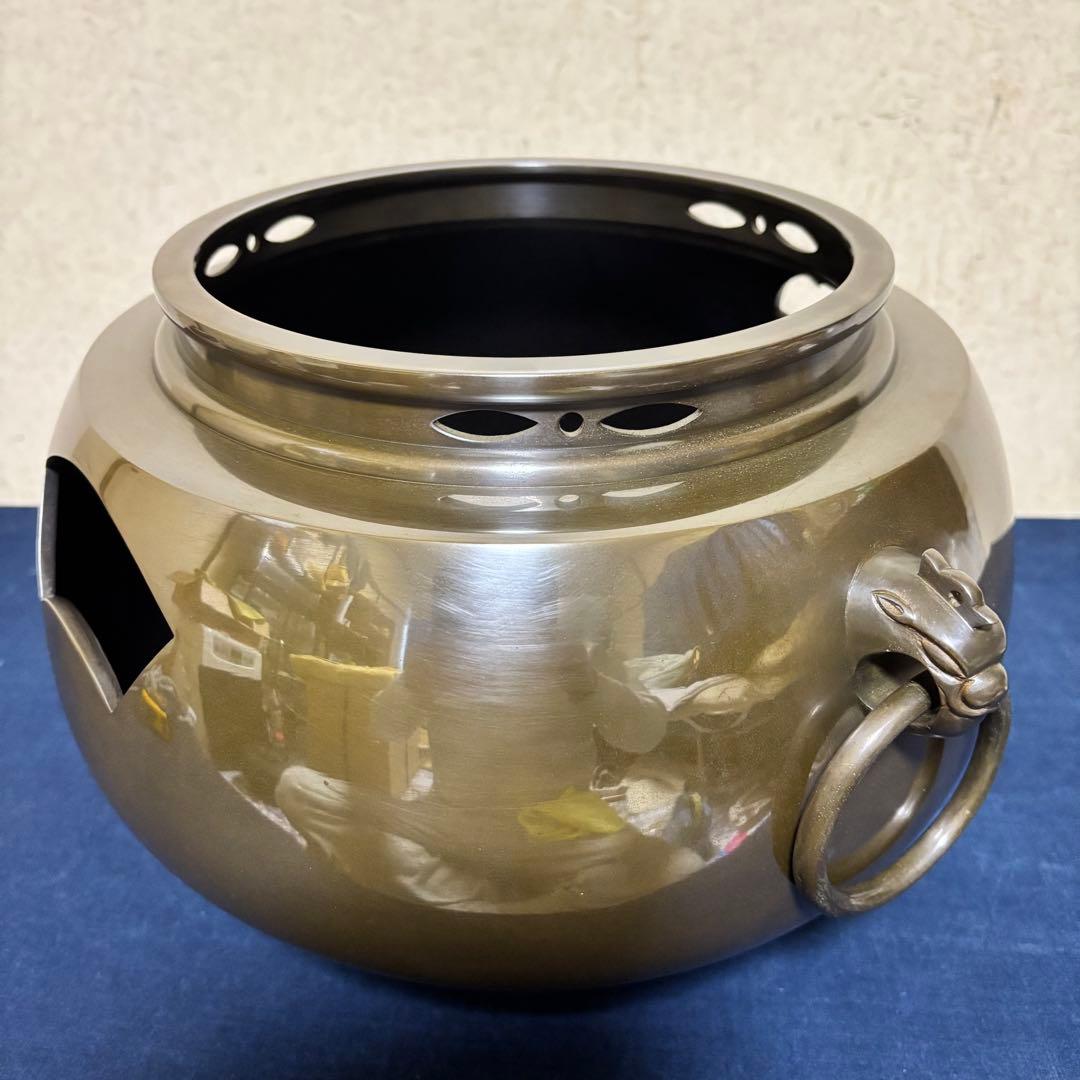 風炉/茶釜/電熱器/唐銅鬼面風炉釜/野々田製電熱器/敷板/茶道具/お点前道具
