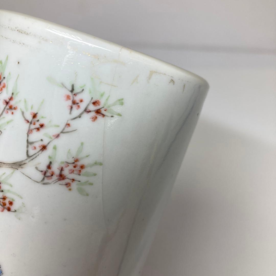 中国清時代　粉彩筆筒　共箱　高さ11㎝　トヒトコ　東さ7-0331☆2F