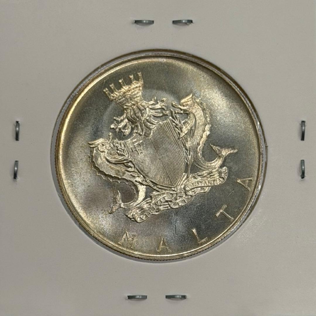 稀少❗️1972年マルタマンウェル・ディメック1リラ記念銀貨トーン❗️未流通