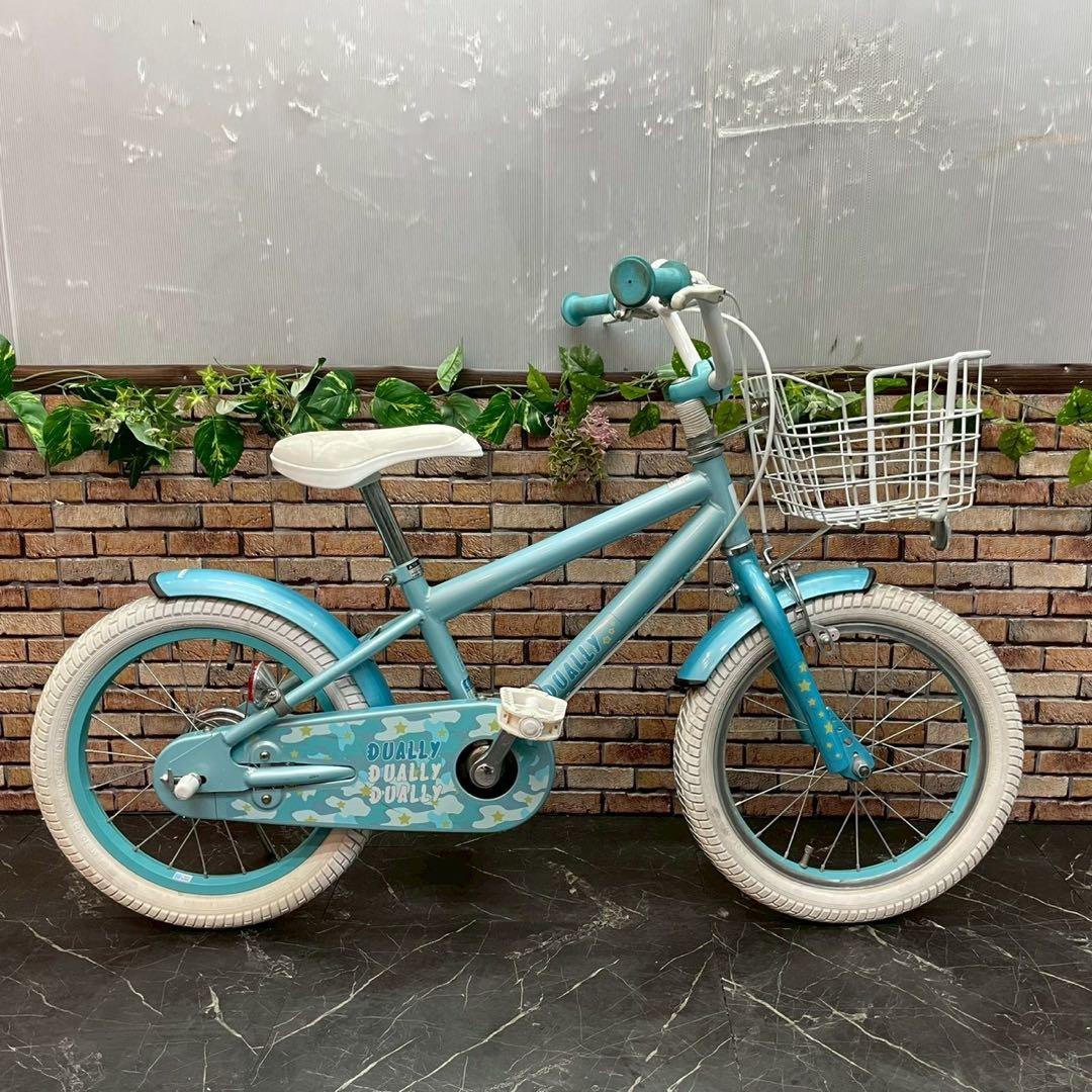 【76】子供用自転車 子供車 DUALLY 水色 16インチ シングル