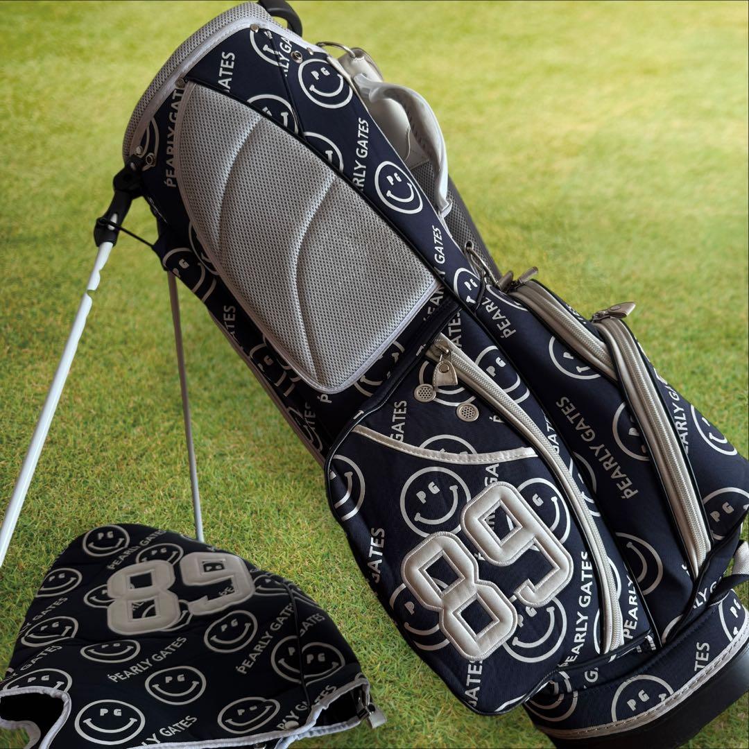 パーリーゲイツ　キャディバッグ　総柄　スタンド式　軽量　ネイビー　紺