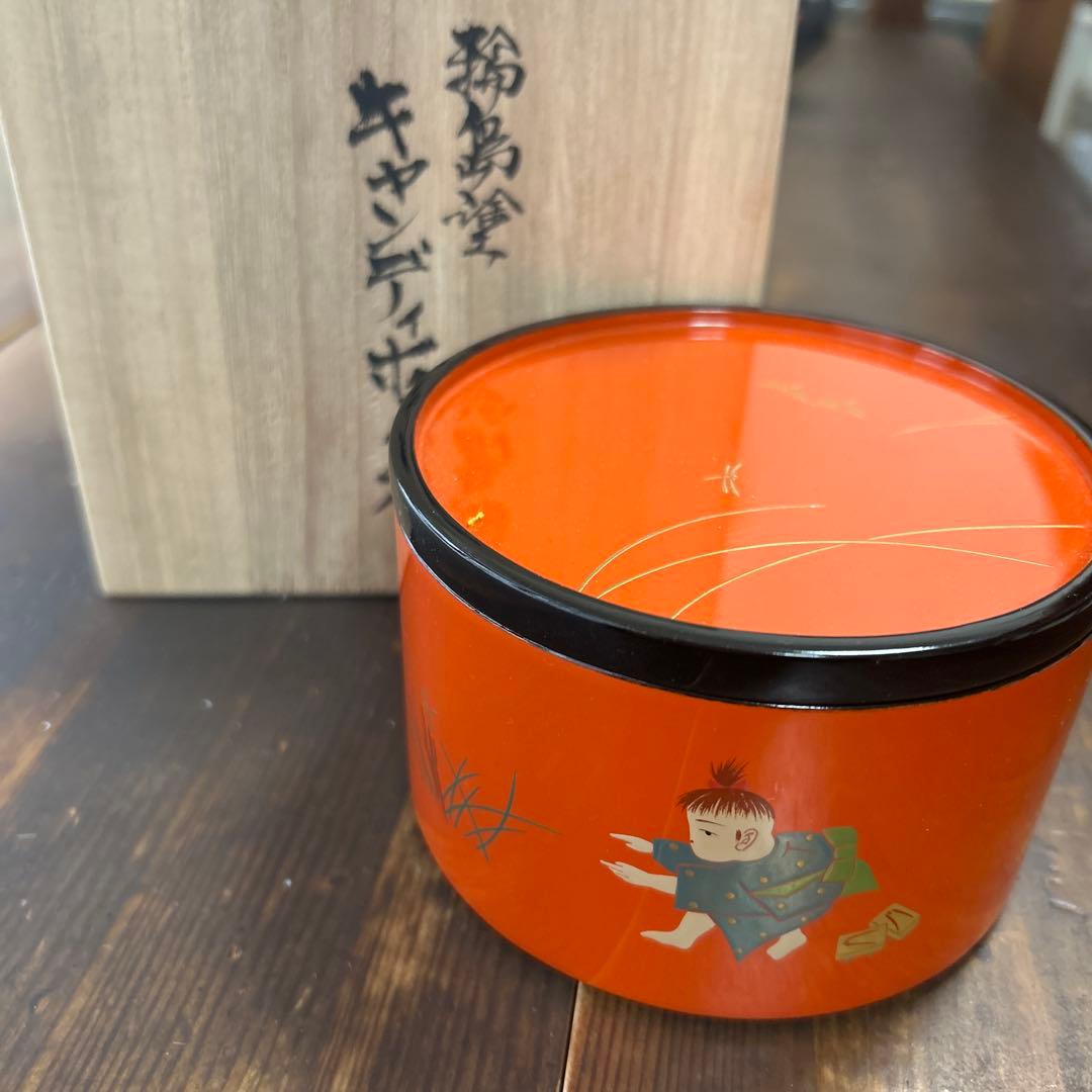 輪島塗　輪島漆器　摂田照彦　キャンディーボックス　童蒔絵　高級漆器　希少　レア