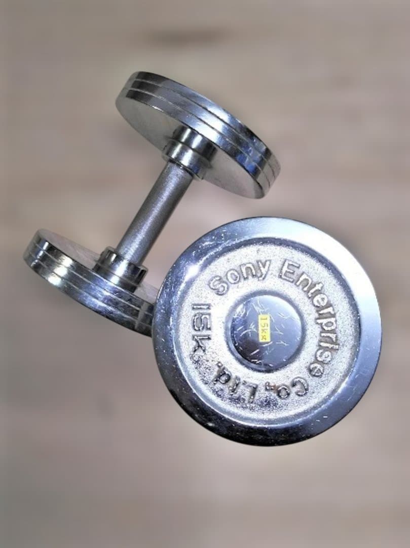 [手渡し限定]　重量固定式　クローム・ダンベル 15kg(ペア) 　中古品