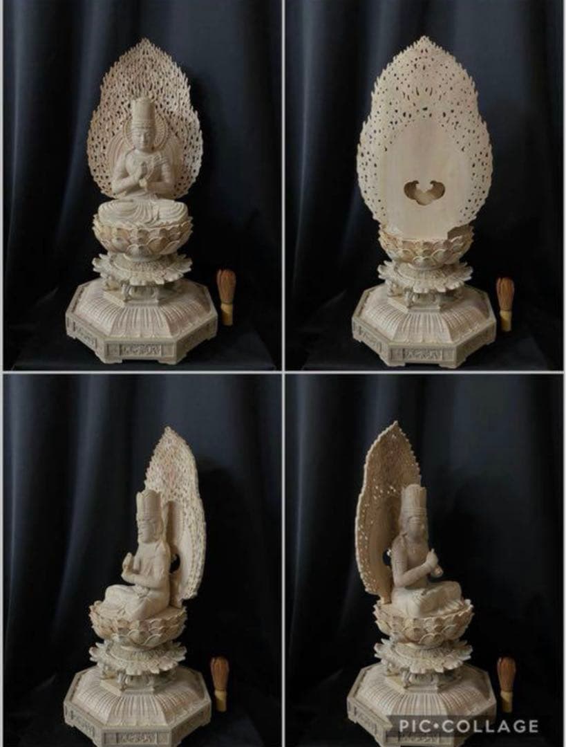 高62cm 井波彫刻 一刀彫り　仏教工芸品　香樟材　木彫仏教　大日如来座像