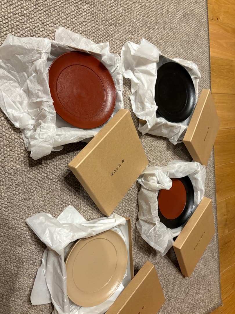 赤木明登 茶の小皿セット／黒・赤・日の丸・白