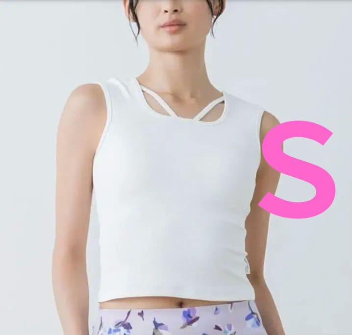 【新品】SUKALA クロスデザインショートタンクトップ白Ｓサイズ