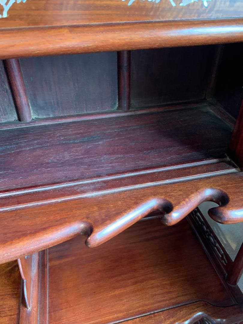 螺鈿細工 茶箪笥 シェルフ 茶棚 貝 古道具