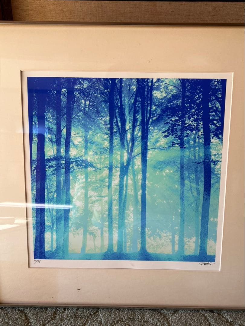 志村博作シルクスクリーン版画 真作保証81/85限定 ケンブリッジ木立ち風景