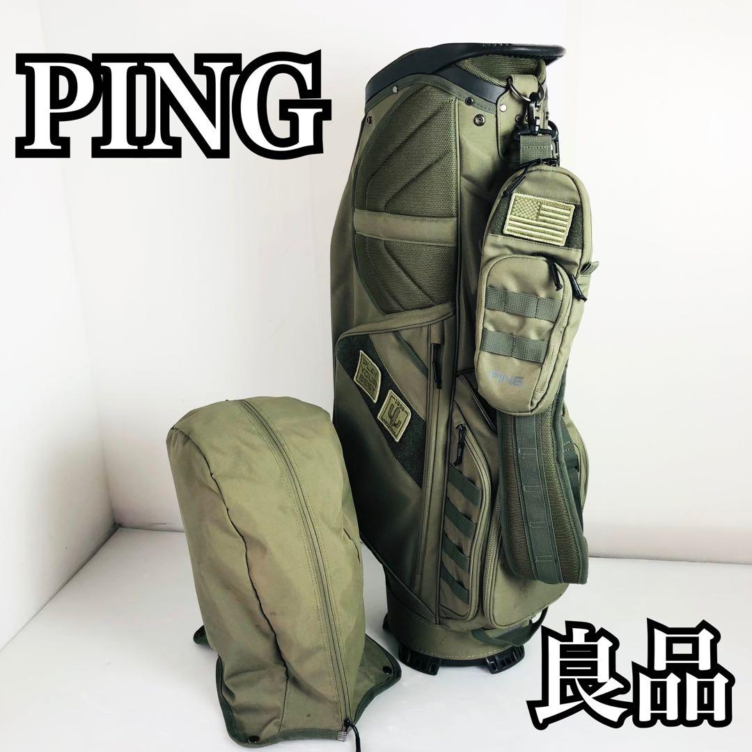 良品 PING キャディバッグ カーキ ゴルフバッグ 男女兼用 6口