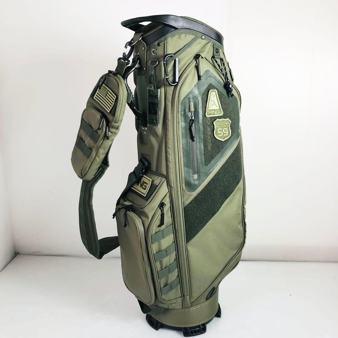 良品 PING キャディバッグ カーキ ゴルフバッグ 男女兼用 6口