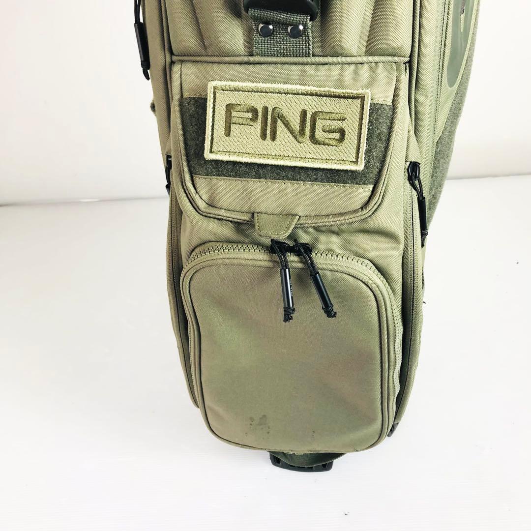 良品 PING キャディバッグ カーキ ゴルフバッグ 男女兼用 6口