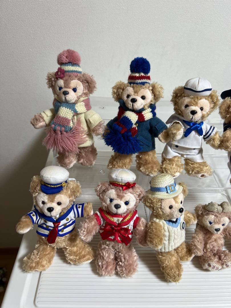 ディズニー、ダッフィー、シェリーメイぬいぐるみバッチ（船乗り、マフラー衣装）