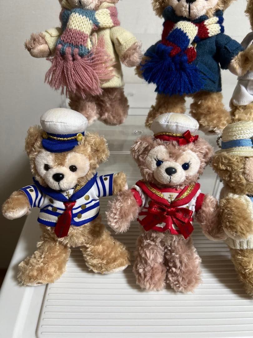 ディズニー、ダッフィー、シェリーメイぬいぐるみバッチ（船乗り、マフラー衣装）