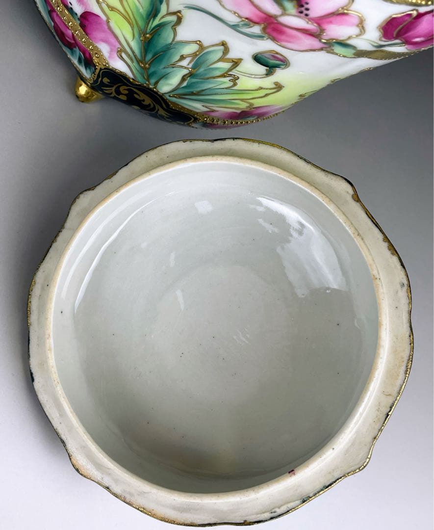 【希少】オールドノリタケ ２０cm ポピー紋 ビスケットジャー メープルリーフ