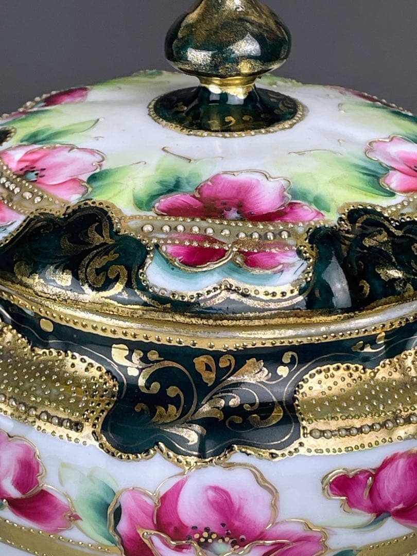 【希少】オールドノリタケ ２０cm ポピー紋 ビスケットジャー メープルリーフ