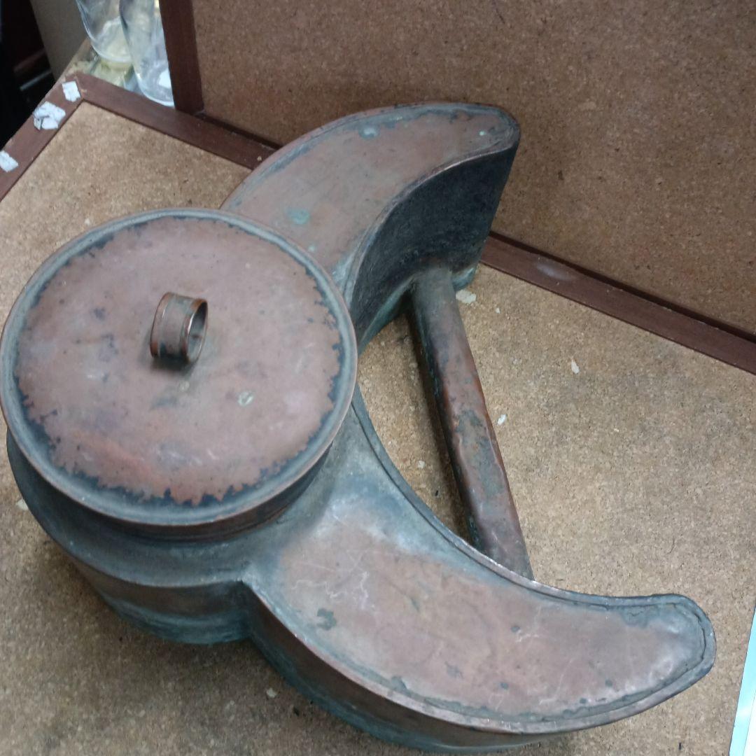 4483）燗銅壺（かんどうこ）丸型火鉢用　大型　現状漏れあり