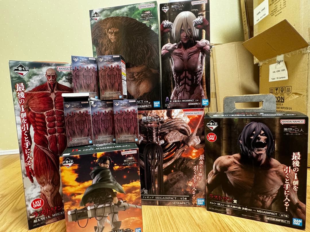一番くじ　進撃の巨人　MEGAIMPACT フィギュア　6体　地ならし6個セット