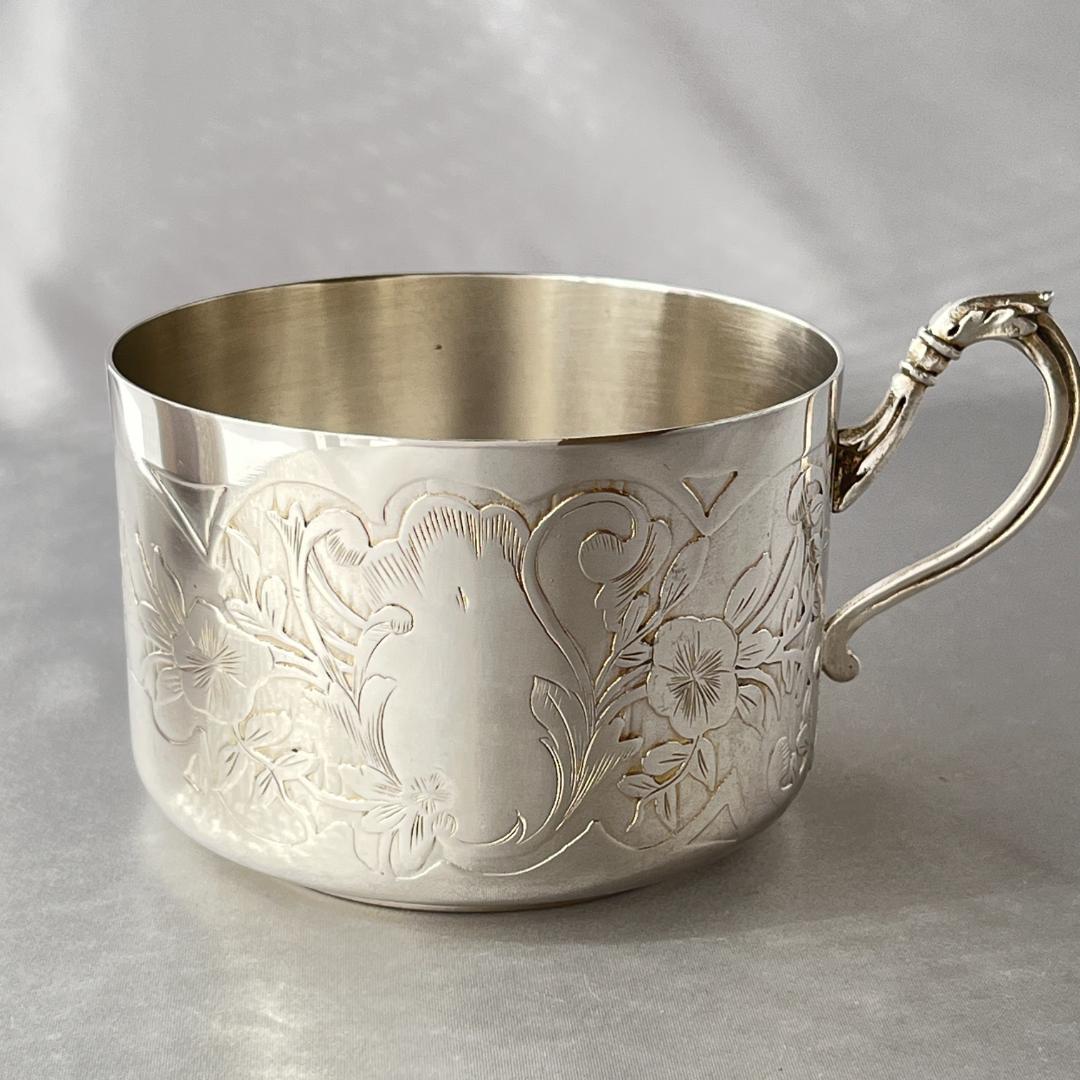 【 仏蘭西】アールヌーボー カップ＆ソーサー 【シルバープレート】