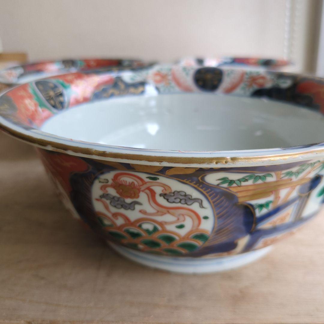 骨董 伊万里 鉢 大中小 ３つ 色絵 染錦 金彩 器 盛り鉢 美品 アンティーク