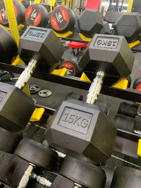 ラバーヘックス ダンベル　15kg  25kg  各2個