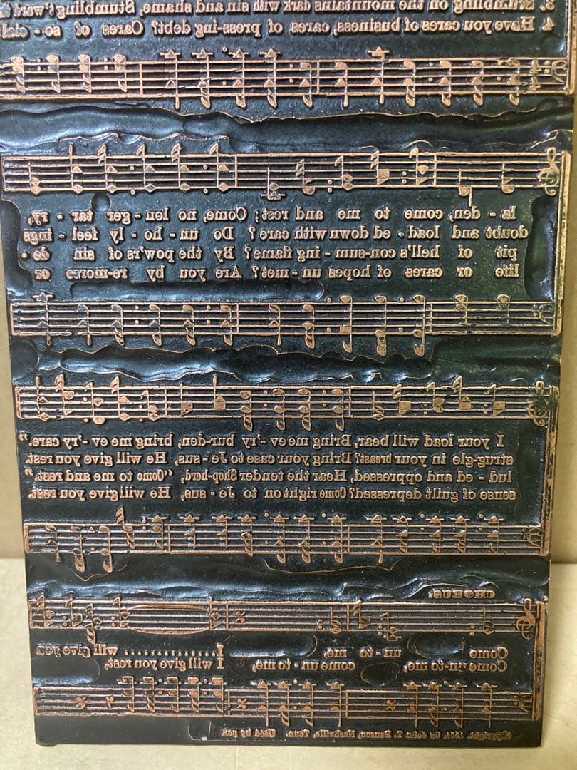 活版印刷 楽譜のプレート 骨董 アンティーク ビンテージ コレクティブル