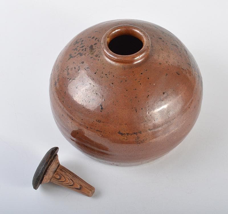 瀬戸焼　古瀬戸　鉄釉　舟徳利　壷　N　R4451C