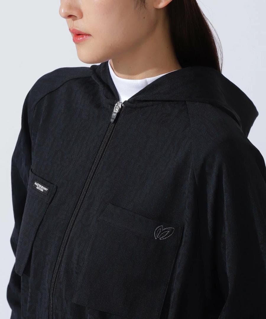 未使用 タグ付き メッシュ ダブルジップフーディジャケット 1 M ブラック