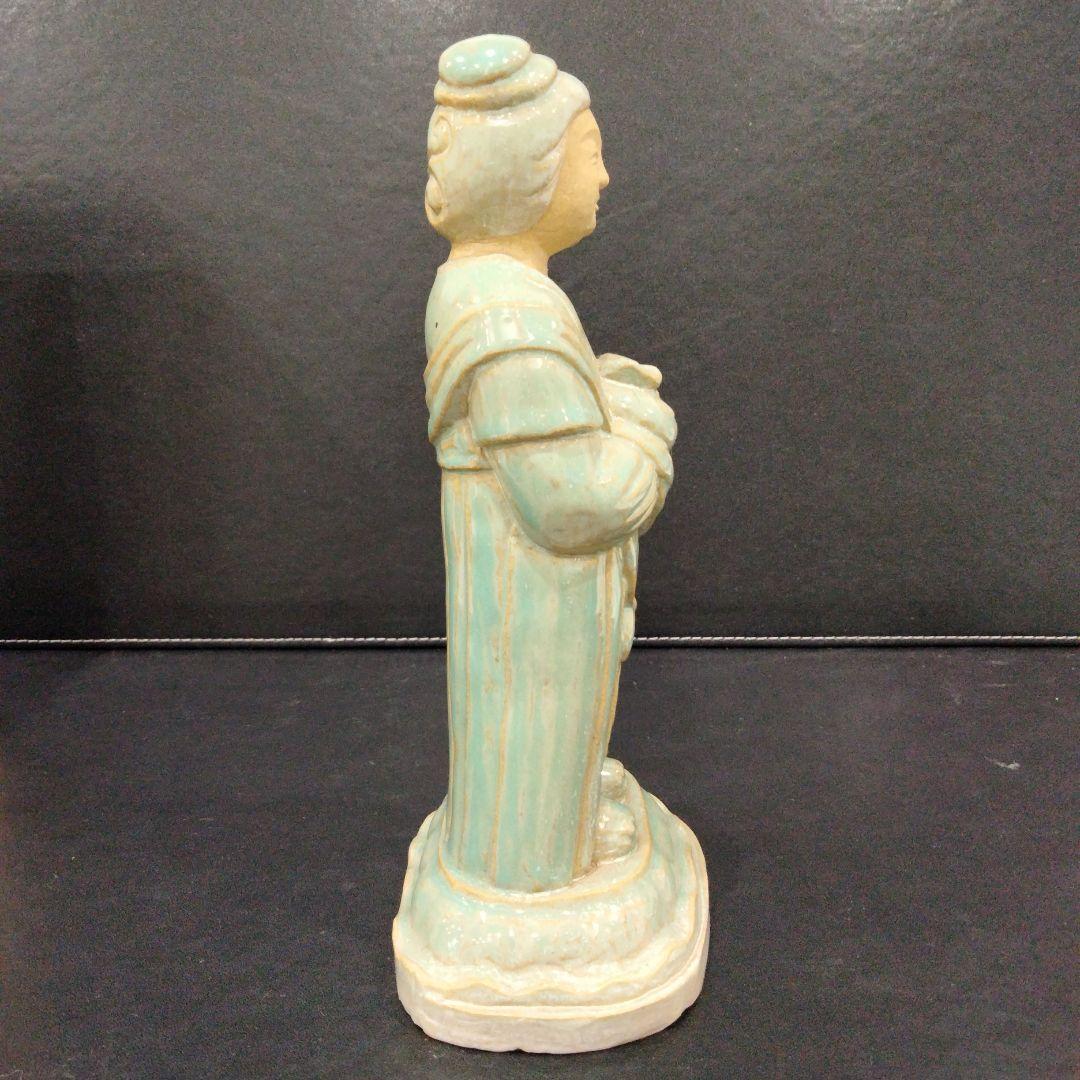 b396-4　仏師 久保田唯心 御李代刀 本人作 陶彫 宝蔵童女　E