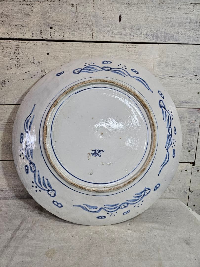 古伊万里 鯉の大皿 色絵 金欄手 鯉陽刻 登竜門図 江戸時代 尺皿 特大 立体