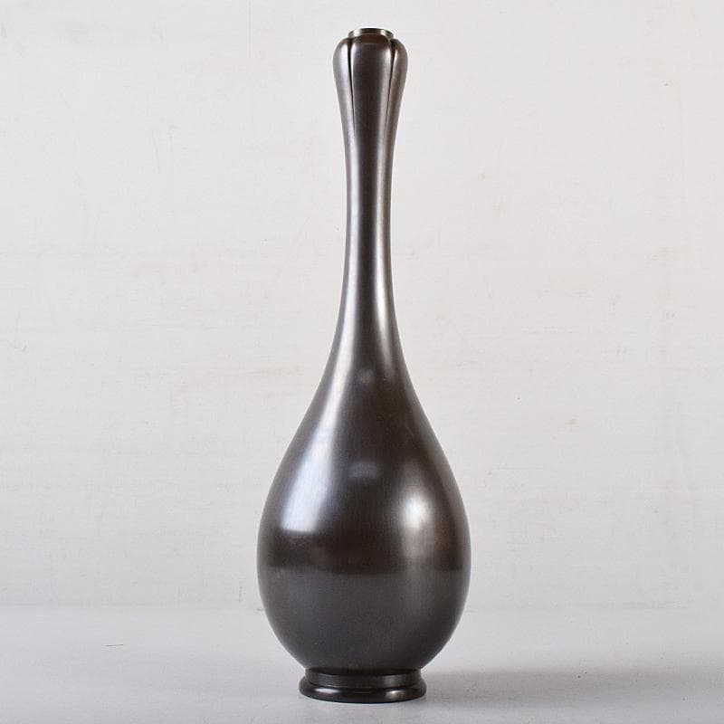 茶道具　一ノ瀬宗辰作　砂張　柚子口　花入　共布共箱　V　R8700