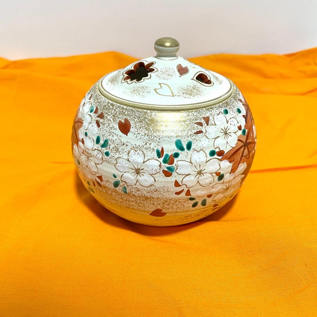 【美品】京 清水焼 斎藤雲楽作 雲錦 飾り壺&香炉セット 花瓶 京都 伝統工芸品