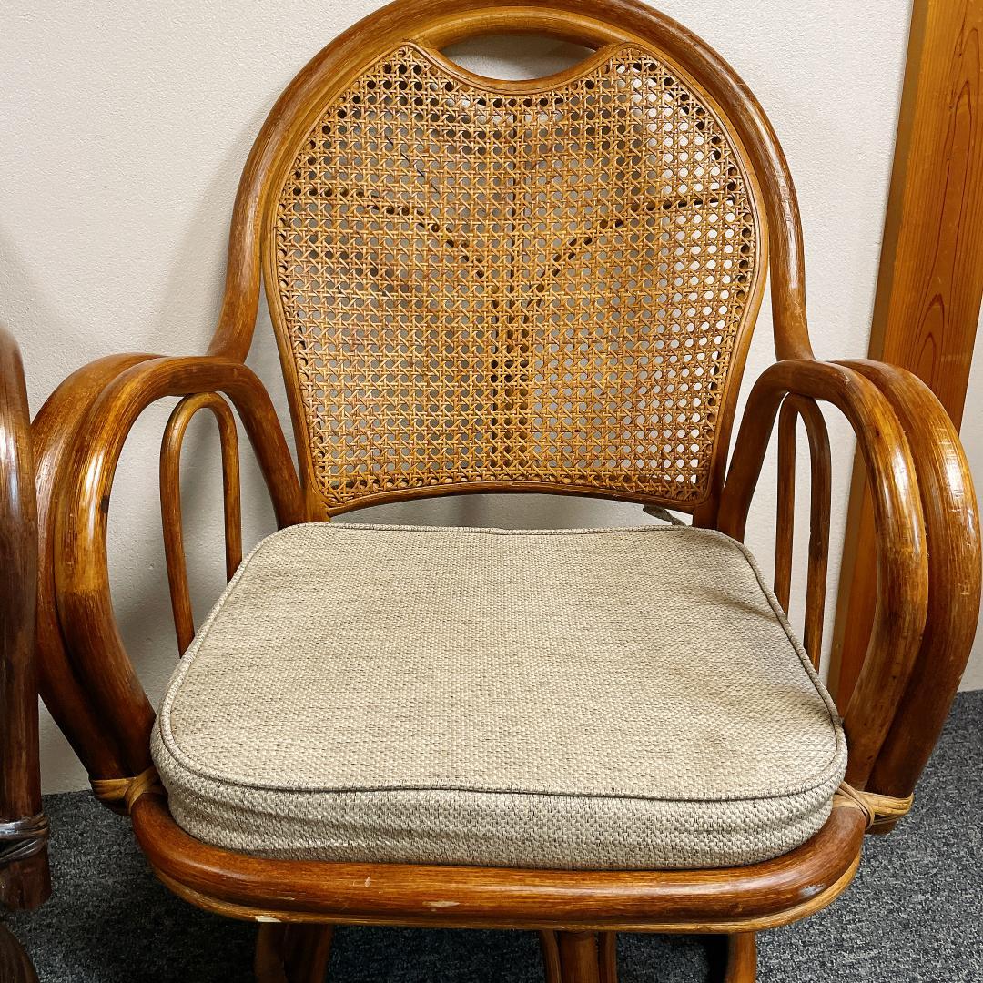 美品　回転座椅子 和モダン 座椅子 昭和レトロ アンティーク ラタンチェア