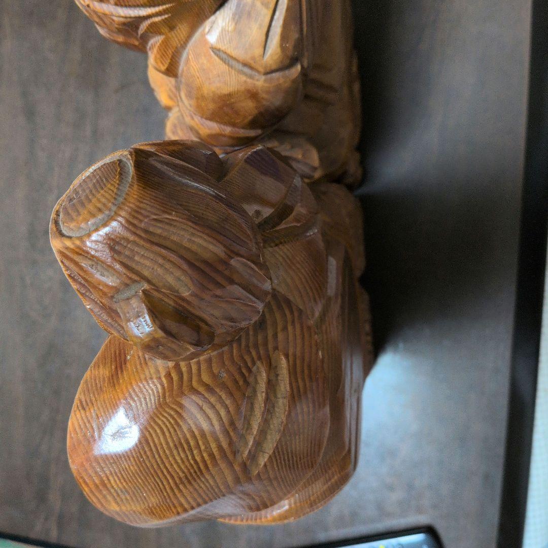 値下)木製 「恵比寿天」＋「大黒天」 彫刻　2体