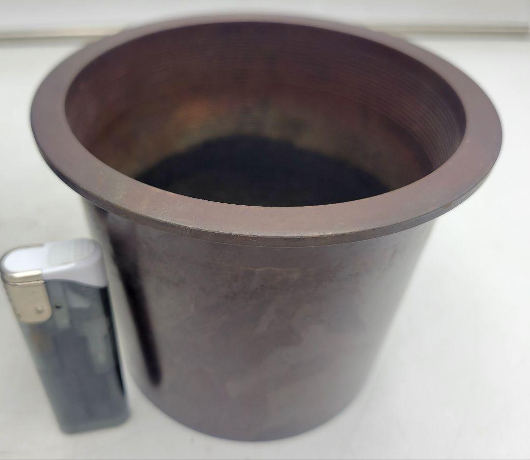 美山　銅器製　花瓶　波に千鳥の文様　茶道具　花入れ　骨董品　美術品