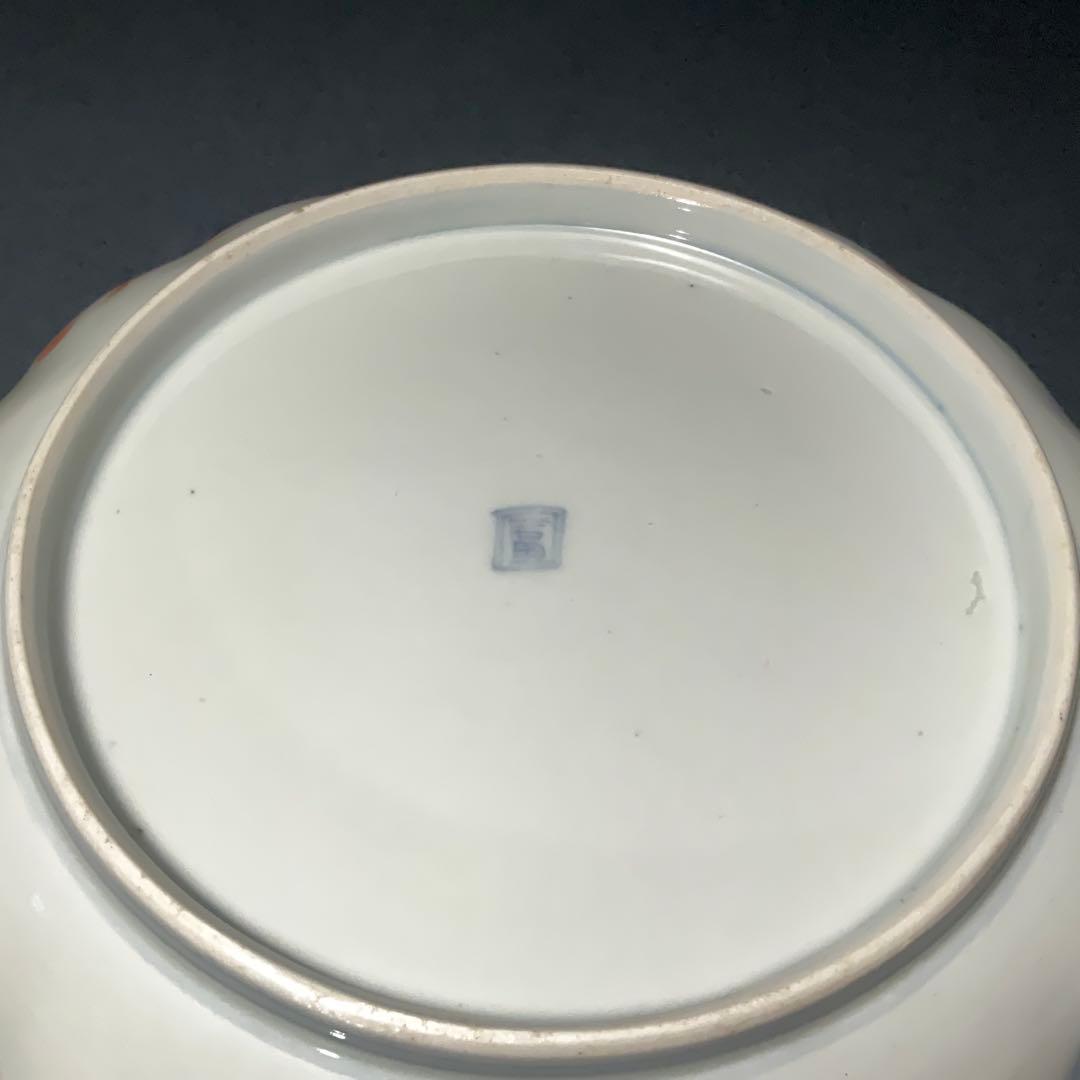 伊万里金襴手花に鳥籠図七寸皿∅21㎝　骨董　古伊万里　通り文　R1355w2B2