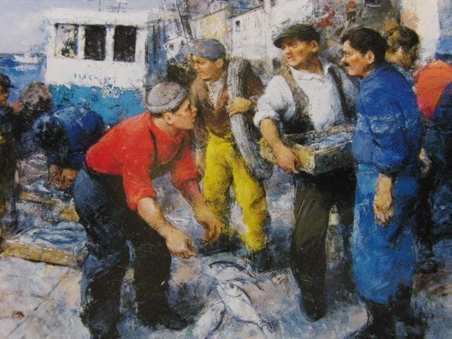 工藤和男、ペスカドール（漁師）、希少画集画、新品高級額・額装付