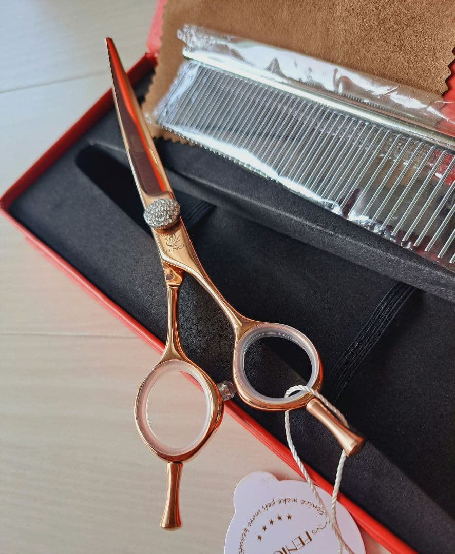 新品★フェニーチェ ★カーブシザー ギザ刄★7in シザーケース付き