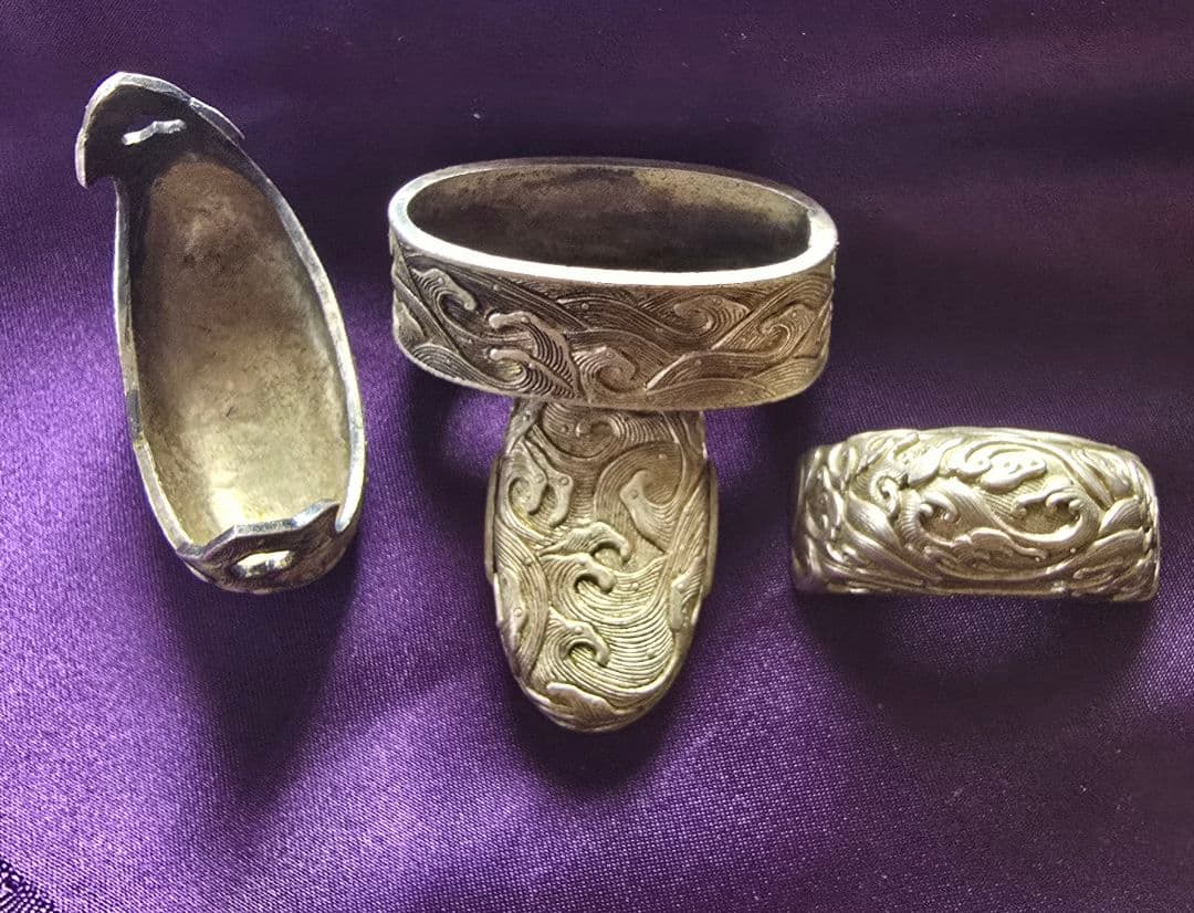 時代 拵金具一作 銀地 4点 刀装具