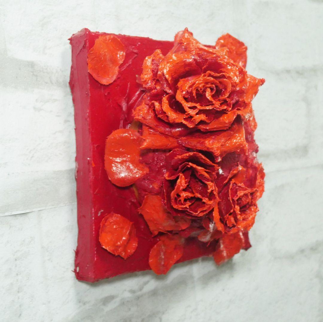 油絵 油彩 絵画 立体アート【薔薇のドーナツ】