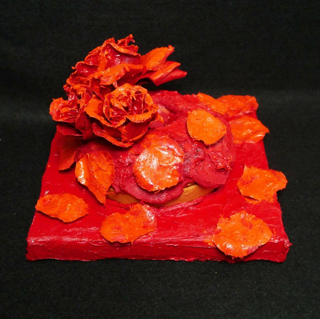 油絵 油彩 絵画 立体アート【薔薇のドーナツ】