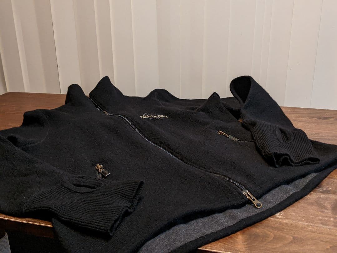 パーリーゲイツ　ニット　フルジップ　ジャケット　ウール　ゴルフ　ブルゾン　黒