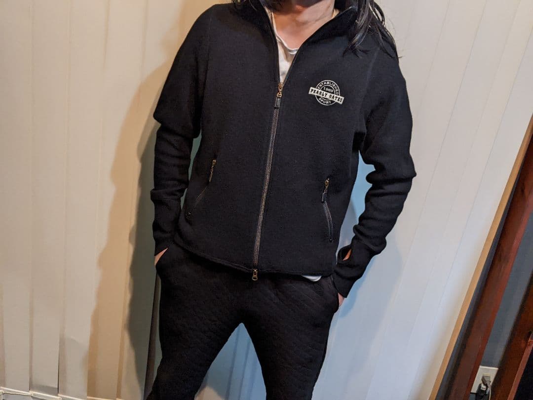 パーリーゲイツ　ニット　フルジップ　ジャケット　ウール　ゴルフ　ブルゾン　黒